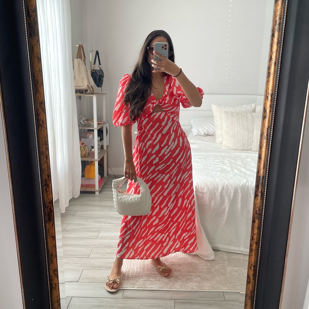 Commense Orange and White Maxi Dress